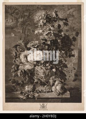 Une pièce de fleur, 1778.Richard Earlom (britannique, 1743-1822), après Jan van Huysum (néerlandais, 1682-1749).Mezzotint ; Banque D'Images