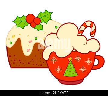 Dessin animé de Noël clip art gâteau de Noël illustration clipart Banque D'Images