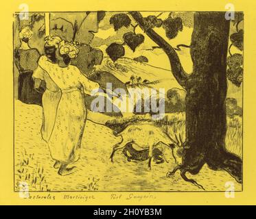 Volpini Suite: Martinique Pastorale (Pastoriales Martinique), 1889.Paul Gauguin (français, 1848-1903).Zincographe; feuille: 50 x 65 cm (19 11/16 x 25 9/16 po.); image: 17.6 x 22.3 cm (6 15/16 x 8 3/4 po.). Banque D'Images