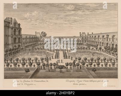 Vue du Château de Fontainebleau, du côté de l'Orangerie, 1679.Israël Silvestre (français, 1621-1691).Gravure ; Banque D'Images