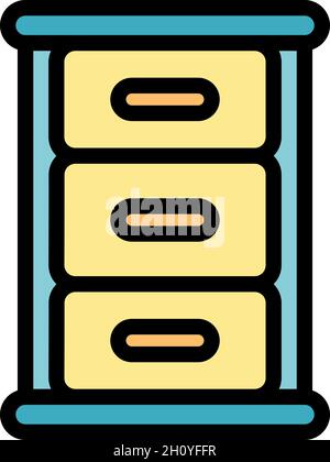 Icône de l'armoire de la cuisine du magasin.Contour magasin cuisine armoire vecteur icône couleur plat isolé Illustration de Vecteur