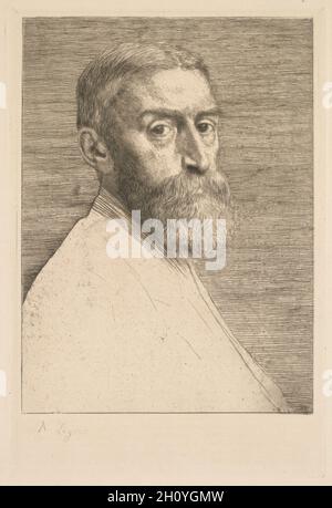 Sir Edward Poynter, 1877. Alphonse Legros (français, 1837-1911). Fiche technique : eau-forte, 34,2 x 23,6 cm (13 7/16 x 9 5/16 in.) : platemark ; 25,6 x 17,1 cm (10 1/16 x 6 3/4 in.). Banque D'Images