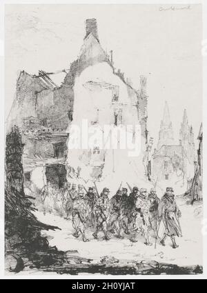 [Soldats dans un village], fin des années 1800.Charles Huard (français, 1874-1965).Lithographie; feuille: 32.8 x 24 cm (12 15/16 x 9 7/16 po.); image: 32.8 x 24 cm (12 15/16 x 9 7/16 po.). Banque D'Images