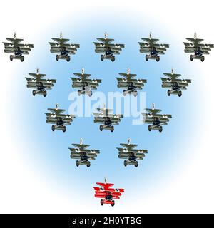 Concept de leadership.Concept unique et différent avec les avions rétro de dessin animé.Format vectoriel EPS-10 disponible séparé par des groupes et des calques avec tran Illustration de Vecteur