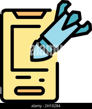 Icône d'attaque contre les programmes malveillants sur smartphone.Description smartphone malware attaque vecteur icône couleur plat isolé Illustration de Vecteur