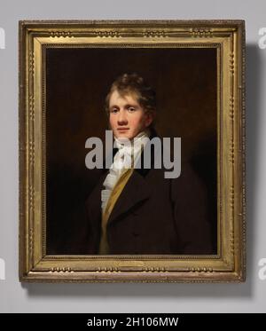 Portrait de Hugh Hope, c.1810. Henry Raeburn (écossais, 1756-1823).Huile sur toile; encadré: 94.5 x 82 x 8 cm (37 3/16 x 32 5/16 x 3 1/8 in.); non encadré: 75 x 61 cm (29 1/2 x 24 in.).Henry Raeburn a créé cette ressemblance avec Hugh Hope, un autre originaire d'Édimbourg, avant que l'espoir ne quitte pour l'Inde, où il a travaillé comme fonctionnaire pour la célèbre East India Company (une société de costock britannique fondée en 1600 pour le commerce dans l'océan Indien).Ce tableau était accroché au salon du domaine de Hope, Pinkie House en Écosse, jusqu’en 1928.Bien que fortement influencé par son prédécesseur anglais Joshua Reynol Banque D'Images