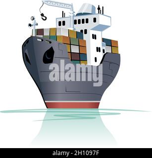 Dessin animé vectoriel cargo navire.EPS-10 disponible, séparés par des groupes et des couches Illustration de Vecteur
