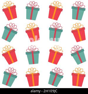 Un joli dessin animé cadeaux de Noël sans couture motif Illustration de Vecteur