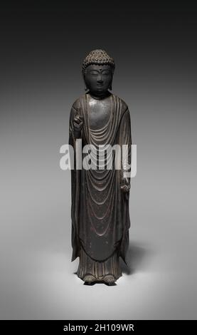 Amida, 1300s.Japon, période Kamakura (1185-1333) à période Nanbokuchō (1336-92).Bronze patiné; total: 56 cm (22 1/16 po). Banque D'Images