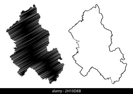 District de Lalitpur (État de l'Uttar Pradesh, République de l'Inde) carte illustration vectorielle, scribble sketch carte de Lalitpur Illustration de Vecteur