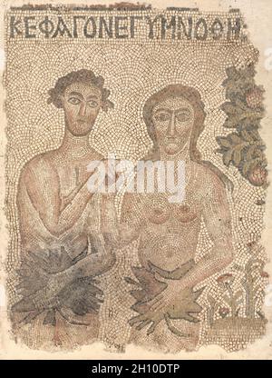 Fragment d'une mosaïque : Adam et Eve, fin 400s-début 500s. Début de Byzance, la Syrie du Nord, période Byzantine, fin 5ème-début 6ème siècle. Tesselles de pierre et de marbre ; total : 142,9 x 107,3 x 5,7 cm (56 1/4 x 42 1/4 x 2 1/4 in.) ; Canada : 142,9 x 107,3 x 7 cm (56 1/4 x 42 1/4 x 2 3/4 in.). Banque D'Images