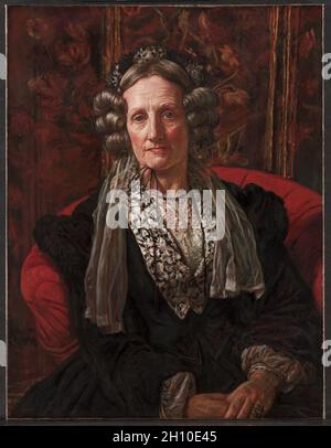 Mme George Waugh, 1868. William Holman Hunt (1827-1910), britannique. Huile sur toile, 115,5 x 95,5 encadré : x 6 cm (45 1/2 x 37 5/8 x 2 3/8 in.) ; 86,2 x 66,1 sans cadre : 33 x 15/16 cm (26 in.). Banque D'Images