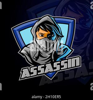 Illustration du logo Vector Assasin.Assassin est un logo multi-usages, peut être utilisé dans toutes les entreprises liées aux arts martiaux, à la sécurité, à l'application, à la technologie, etc Illustration de Vecteur