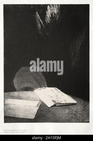 La Maison hantée: À toutes les apparences, c'était une main de chair et de sang comme la mielle, 1896.Odilon Redon (français, 1840-1916), imprimé par Auguste Clot (français, 1858-1936).Lithographie sur papier de Chine posée sur papier vélin; image: 24.5 x 17.8 cm (9 5/8 x 7 po.); feuille: 24.8 x 31.3 cm (9 3/4 x 12 5/16 po.). Banque D'Images