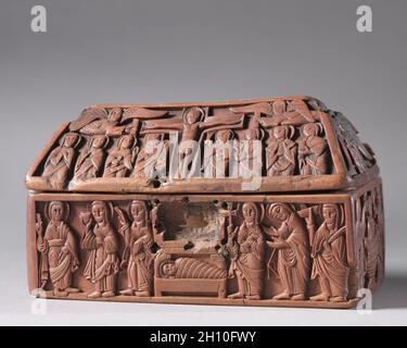 Coffret en bois : Scènes de la vie de Christ, c. 1050. Anglo-saxon, l'Angleterre, West Midlands ?, période romane, 11e siècle. Le buis, d'alliages de cuivre, de verre ; Total : 9 x 7,8 x 15,7 cm (3 9/16 x 3 1/16 x 6 3/16 in.). Banque D'Images