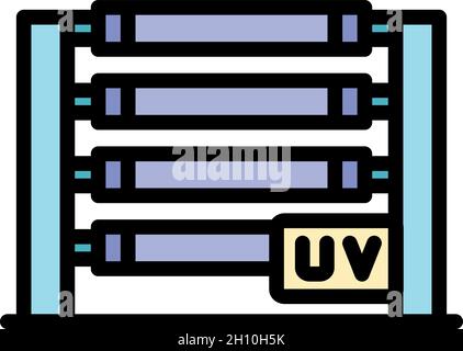 Icône de lampe uv bactéricide.Contour bactéricide uv vecteur lumière icône couleur plat isolé Illustration de Vecteur