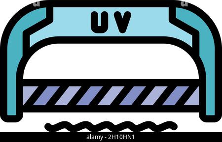 Icône de la lampe du sécheur UV.Contour lampe UV vecteur icône couleur isolée à plat Illustration de Vecteur