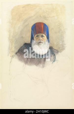 Étude pour Mehmet Ali Pasha, ch. 1844. John Frederick Lewis (britannique, 1805-1876). Aquarelle, gouache, craie noire, et de graphite ; feuille : 36,2 x 24,6 cm (14 1/4 x 9 2/13 in.) ; appui secondaire : 44,3 x 33 cm (17 7/16 x 13 in.). Banque D'Images