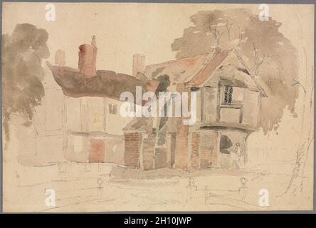 Cour de l'église de Bray, 1807. John Varley (britannique, 1778-1842). Aquarelle et graphite ; feuille : 24,9 x 36,9 cm (9 13/16 x 14 1/2 in.). Banque D'Images