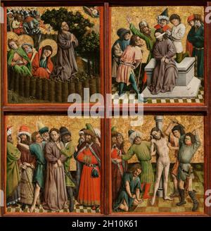 Retable avec la Passion du Christ), ch. 1440s. Maître du retable Schlägl (allemand). Le pétrole et l'or sur bois ; pans : 88,9 x 157,5 x 8,3 cm (35 x 62 x 3 1/4 in.) ; non encadrée : 74,3 x 69,8 cm (29 1/4 x 27 1/2 in.) ; partie 1 : 84,9 x 81,4 x 8,3 cm (33 1/16 x 32 7/16 x 3 1/4 in.) ; partie 2 : 84,6 x 152,2 x 8,3 cm (33 5/16 x 59 15/16 x 3 1/4 in.) ; partie 3 : 84,6 x 78,7 x 8,3 cm (33 x 31 5/16 x 3 1/4 in.) ; panneau : 36,2 x 35 cm (14 1/4 x 13 3/4 in.). Banque D'Images