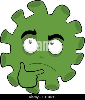 Illustration vectorielle d'un microbe de dessin animé, d'un virus ou d'une émoticône de bactéries, avec une expression pensée ou douteuse Illustration de Vecteur