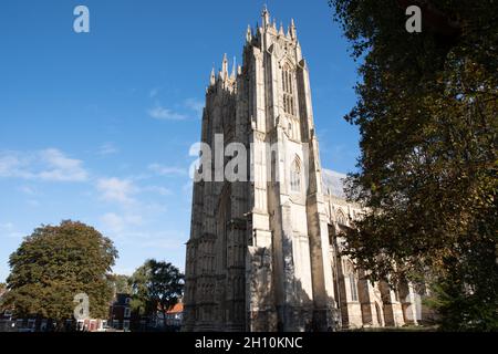 Les tours à l'avant ouest de Beverley Minster Banque D'Images