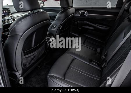 MOSCOU, RUSSIE - 7 FÉVRIER 2021 Kia Sorento quatrième génération MQ4.Vue rapprochée de l'intérieur.Détails de l'intérieur de Kia Sorento. Banque D'Images
