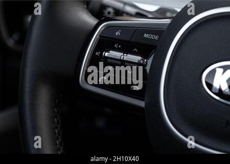 MOSCOU, RUSSIE - 7 FÉVRIER 2021 Kia Sorento quatrième génération MQ4.Vue rapprochée de l'intérieur.Détails de l'intérieur de Kia Sorento. Banque D'Images