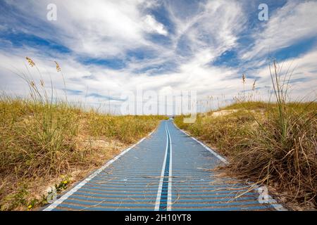 Sentier menant à la plage à Great Dunes Park - Jekyll Island, Géorgie, États-Unis [accès handicapés] Banque D'Images