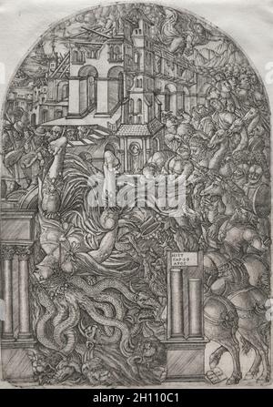 L'Apocalypse : la chute de Babylone.Couette Jean (française, 1485-1561).Gravure; encadrée: 52.4 x 39.7 x 2.5 cm (20 5/8 x 15 5/8 x 1 in.); non encadrée: 30.6 x 21.7 cm (12 1/16 x 8 9/16 in.); plaque: 30.2 x 21.2 cm (11 7/8 x 8 3/8 in.). Banque D'Images