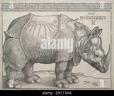 Les Rhinoceros, 1515.Albrecht Dürer (allemand, 1471-1528).Coupe de bois; image: 23.8 x 30.1 cm (9 3/8 x 11 7/8 po). Banque D'Images
