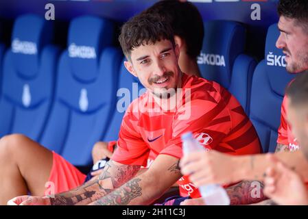 BARCELONE - SEP 12 : Sime Vrsaljko est assis sur le banc pendant le match de la Liga entre le RCD Espanyol et l'Atlético de Madrid CF au stade RCDE le sept Banque D'Images