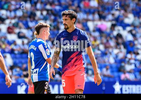 BARCELONE - SEP 12 : Savic en action lors du match de la Liga entre le RCD Espanyol et l'Atletico de Madrid CF au stade RCDE le 12 septembre 2021 Banque D'Images