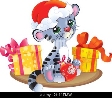 Le Tigre noir - symbole de l'Horoscope chinois pour le nouvel an 2022 Illustration de Vecteur