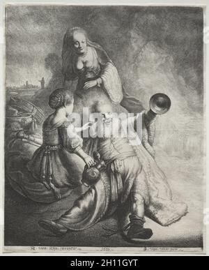 Lot et ses filles, 1600s.Jan Georg van Vliet (néerlandais, ch.1610-1635), après Rembrandt van Rijn (néerlandais, 1606-1669).Gravure et gravure; Banque D'Images