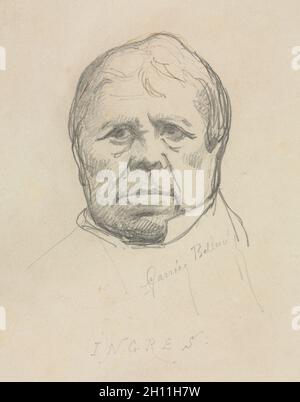 Portrait d'Ingres. Albert-Ernest Carrier-Belleuse (Français, 1824-1887). Graphite avec encre brune ; feuille : 16,4 x 13,2 cm (6 7/16 x 5 3/16 in.) ; enchevêtrées : 23 x 20,2 cm (9 1/16 x 7 15/16 in.). Banque D'Images
