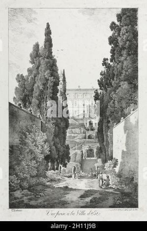 Vue à Villa d'Este, Tivoli, 1817.Claude Thiénon (français, 1772-1846).Lithographie; Banque D'Images