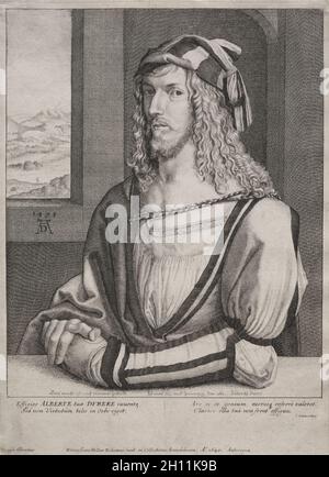 Portrait d'Albrecht Dürer, à l'âge de 26 ans, 1645 ans.Venceslaus Hollar (Bohême, 1607-1677).Gravure ; Banque D'Images