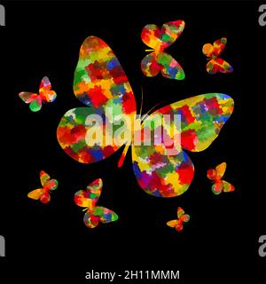 Papillon multicolore abstrait. Illustration vectorielle Illustration de Vecteur
