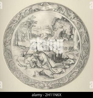 La passion ronde : le Christ en Gethsemane (l'agonie dans le jardin), 1509.Lucas van Leyden (néerlandais, 1494-1533).Gravure ; Banque D'Images