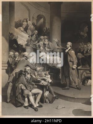 Patrick Henry prononcé son célèbre discours dans la Maison de Burgesses, Virginie, 1852.Alfred Jones (américain, 1819-1900).Gravure ; Banque D'Images