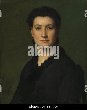 Portrait d'une femme, ch. 1875-1880. Jean-Jacques Henner (Français, 1829-1905). Huile sur toile encadrée ; : 76 x 64 x 9 cm (29 15/16 x 25 3/16 x 3 9/16 in.) ; non encadrée : 55,3 x 46 cm (21 3/4 x 18 1/8 in.). Banque D'Images