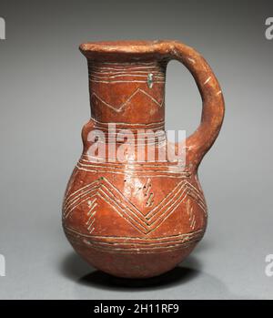 Jug, 2000-1800 BC. Chypre, début III-chypriote Chypriote moyen II. Rouges ; diamètre : 4,3 cm (1 11/16 po.) ; total : 10,8 x 6,8 cm (4 1/4 x 2 2/13 in.). Banque D'Images