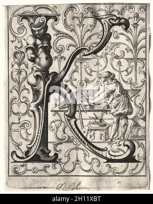 Nouveau livret ABC : K, 1627.Lucas Kilian (allemand, 1579-1637).Gravure ; Banque D'Images