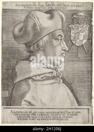 Cardinal Albrecht de Brandebourg - la Grande plaque, 1523.Albrecht Dürer (allemand, 1471-1528).Gravure ; Banque D'Images