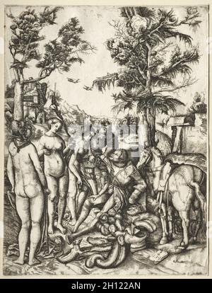 Arrêt de Paris, 1528-63.Hieronymus Hopfer (allemand), d'après Lucas Cranach (allemand, 1472-1553).Gravure ; Banque D'Images