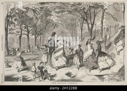 Le Boston Common, 1858.Winslow Homer (américain, 1836-1910).Gravure en bois; Banque D'Images