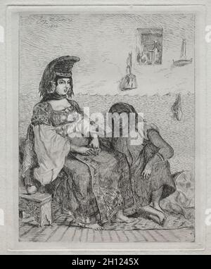 Une juive d'Alger, 1833.Eugène Delacroix (français, 1798-1863).Gravure avec du colé de chine ; Banque D'Images