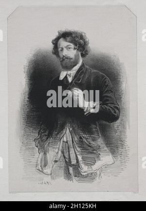 Autoportrait, 1842.Paul Gavarni (français, 1804-1866).Lithographie; Banque D'Images