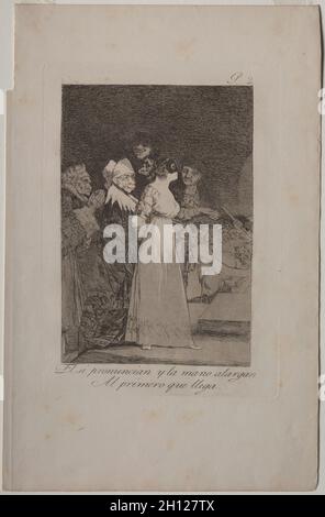 Caprichos: Ils disent, "Oui" et donnent leur main au premier Comer.Francisco de Goya (espagnol, 1746-1828).Gravure et aquatint ; Banque D'Images